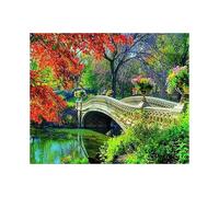 5D Diamond Painting, Full Diamond Landscape Series -(Stone bridge in the forest)-16*12 in