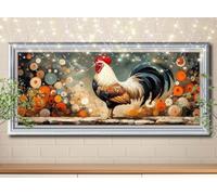 5D Diamond Painting Gallo,Animal,Kit de Pintura Diamante DIY para Adultos y Niños,Bordado de Diamantes Punto de Cruz,Cuadros de Diamantes Arte y Mosaico,Decoración de Pared Salón 100x250cm 59E-1695