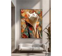 5D Diamond Painting, Gato Animal Pintura de Diamante, Redondo Taladro Completo DIY Diamante Painting, Gemas Artesanía kit de Arte de Mosaico para Principiantes y Regalo 80 x 110 cm PjY3938 A-S