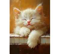 5D Diamond Painting Gato Diamond Painting Adultos Animal Dibujos con Diamantes Manualidades Adultos DIY Strass Full Drill Round Punto de Cruz Kit Completo para Decoración Hogar, Regalo 50x80cm 6-8H26