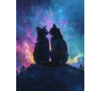 5D Diamond Painting Gato Diamond Painting Adultos Cielo Estrellado Manualidades Adultos Dibujos Con Diamantes DIY Strass Round Full Drill Punto de Cruz Kit Completo Decoración Hogar, 60x90cm Q-E3796