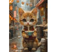 5D Diamond Painting Gato Diamond Painting Adultos, DIY Manualidades Adultos Kit Punto de Cruz Alimento, Diamante Art Bordado Kit, Pintura de Diamante Para Decoración Hogar Regalo 80x110cm 4-2244