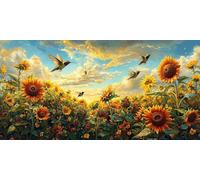 5D Diamond Painting Girasol PáJaro, Manualidades Adultos Pintura Diamante Niños Principiantes Diamond Art Artesanía Kit Completo, Bordado Cristal Punto de Cruz Decor De Pared Del Hogar 60x120cm F577