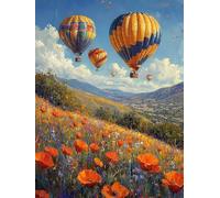 5D Diamond Painting Globo AerostáTico Diamond Painting Adultos Flor Cuadro Diamantes Manualidades Adultos Punto De Cruz Kit Completo DIY Cuadrado Diamante Pintura Decoración Hogar 40x60cm 9-464U1