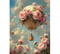 5D Diamond Painting Globo AerostáTico Diamond Painting Adultos Flor Manualidades Adultos Dibujos Con Diamantes DIY Strass Round Full Drill Punto de Cruz Kit Completo Decoración Hogar, 30x40cm 7-3830V