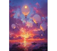 5D Diamond Painting Globo AerostáTico Diamond Painting Adultos Sea Manualidades Adultos Dibujos Con Diamantes DIY Strass Round Full Drill Punto de Cruz Kit Completo Decoración Hogar, 50x80cm A-72518