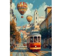 5D Diamond Painting Globo AerostáTico, Diamond Painting Kit Calle, Pintura Diamante Adultos Cuadro Diamantes Kit Bordado DIY Round Full Drill Embroidery Kit per Decorazioni Casa Pareti 30x40cm 4-4102Z