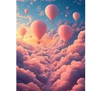 5D Diamond Painting Globo AerostáTico, Diamond Painting Kit Nube, Pintura Diamante Adultos Cuadro Diamantes Kit Bordado DIY Round Full Drill Embroidery Kit per Decorazioni Casa Pareti, 40x60cm B-59960