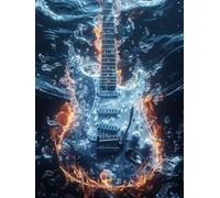 5D Diamond Painting Guitarra Diamond Painting Adultos, DIY Manualidades Adultos Kit Punto de Cruz Flame, Diamante Art Bordado Kit, Pintura de Diamante Para Decoración Hogar Regalo 90x120cm zyf-3074