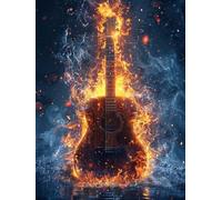 5D Diamond Painting Guitarra Diamond Painting Adultos, DIY Manualidades Adultos Kit Punto de Cruz Flame, Diamante Art Bordado Kit, Pintura de Diamante Para Decoración Hogar Regalo 90x120cm zyf-1398