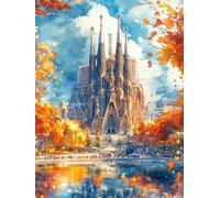 5D Diamond Painting Iglesia De Barcelona Diamond Painting Adultos OtoñO Manualidades Adultos Dibujos Con Diamantes DIY Strass Round Full Punto de Cruz Kit Completo Decoración Hogar 60x90cm D-S8910