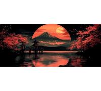 5D Diamond Painting JapóN Diamond Painting Adultos, Dibujos con Diamantes Monte Fuji Cuadro Diamantes Completo Redondo Rhinestone Punto de Cruz Diamante Bordado, Decoracion Hogar 80x160 CM -hjw26045K