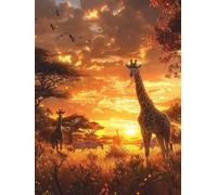 5D Diamond Painting Kit Animal, Pintura Diamante Adultos Sunset, Diamond Art Punto de Cruz Cristal, DIY Pintura Diamante Kit, Manualidades Adultos Completo, Decoración del Hogar, 40x50cm 9-7788