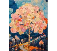 5D Diamond Painting Kit, áRbol Abstracto DIY Redondo Diamante del Mosaico Bordado Arte, Aplicable Para Adultos y Niños, Casa Dormitorio Oficina Decoración Regalos Femeninos 50x100cm P7CL-70