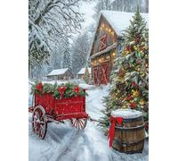 5D Diamond Painting Kit, áRbol De Navidad Rojo DIY Redondo Diamante del Mosaico Bordado Arte, Aplicable Para Adultos y Niños, Casa Dormitorio Oficina Decoración Regalos Femeninos 50x100cm P7CL-270