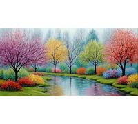 5D Diamond Painting Kit áRbol, DIY Manualidades Adultos Pintura de Diamante RíO, Cuadro de Diamantes Diamond Painting Niños Punto Cruz Art Accesorios, Decoración Pared Del Hogar 90x180cm X-812