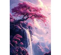 5D Diamond Painting Kit, áRbol Rosa DIY Redondo Diamante del Mosaico Bordado Arte, Aplicable Para Principiantes Adultos y Niños, Casa Dormitorio Oficina Decoración Regalos Femeninos 80x160cm P7CL-140
