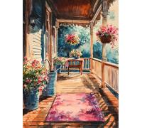 5D Diamond Painting Kit, BalcóN De Pintura Al óLeo DIY Redondo Diamante del Mosaico Bordado Arte, Aplicable Para Adultos y Niños, Casa Dormitorio Oficina Decoración Regalos Femeninos 40x80cm P7CL-829