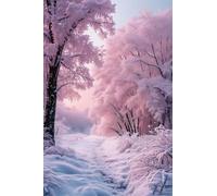 5D Diamond Painting Kit Complet, DIY Pintura de Diamante, Paisaje Nevado de ensueño Pintar Dibujos con Diamantes Cuadro Bordado Punto de Cruz para Adultos Niños Decoración de Pared Hogar 30x40cm