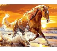 5D Diamond Painting Kit Completo Adultos Animal, Caballo 3 Pintura Diamante Animal, Manualidades Adultos Diamond Painting Art Punto de Cruz Cristal Para Decoración Pared Hogar Regalo 40x50cm L0Y-1137