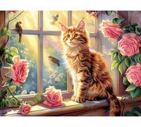 5D Diamond Painting Kit Completo Adultos Gato, Animales 3 Pintura Diamante Animal, Manualidades Adultos Diamond Painting Art Punto de Cruz Cristal Para Decoración Pared Hogar Regalo 20x30cm L0Y-67
