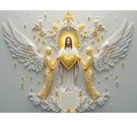 5D Diamond Painting Kit Completo Adultos Jesús, Ángel 2 Pintura Diamante Animal, Manualidades Adultos Diamond Painting Art Punto de Cruz Cristal Para Decoración Pared Hogar Regalo 80x100cm L0Y-668