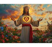 5D Diamond Painting Kit Completo Adultos Jesús, Flores Pintura Diamante Animal, Manualidades Adultos Diamond Painting Art Punto de Cruz Cristal Para Decoración Pared Hogar Regalo 80x100cm L0Y-623