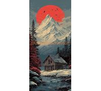 5D Diamond Painting Kit Completo Adultos, Puesta de sol Diamond Painting Niños Punto de Cruz Kit, DIY Pintura de Diamante Dibujos con Diamantes, Manualidades Decor (30x60 cm/11.8x23.6 In Cabaña)