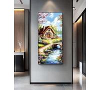 5D Diamond Painting Kit Completo Adultos y Principiantes, Cabaña Diamond Painting Niños Punto de Cruz Kit, DIY Pintura de Diamante Dibujos con Diamantes, Home Decor (60x120 cm/23.6x47.2 In Paisaje)