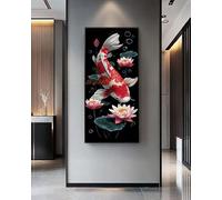 5D Diamond Painting Kit Completo Adultos y Principiantes, Koi Diamond Painting Niños Punto de Cruz Kit, DIY Pintura de Diamante Dibujos con Diamantes, Manualidades Decor (50x100 cm/19.6x39.3 In Flor)