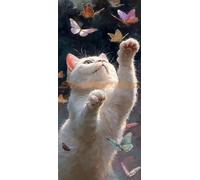 5D Diamond Painting Kit Completo Adultos y Principiantes, Mariposa Diamond Painting Niños Punto de Cruz Kit, DIY Pintura de Diamante Dibujos con Diamantes, Home Decor (80x160 cm/31.4x63 In Gato)