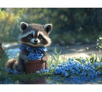 5D Diamond Painting Kit Completo Animal, Mapache Diamond Painting Adultos, DIY Manualidades Adultos DIY Cristal Pintura de Diamante, para Regalos Decoración de Pared del Hogar, Oficinas 60x80 cm H-552