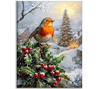 5D Diamond Painting Kit Completo, Árbol De Navidad Diamond Painting Adultos, Pintar Por Numeros Adultos Bordado Punto de Cruz Manualidades Kit, DIY Dibujos Con Diamantes Regalo (Pájaro) 40x60cm C-Q773