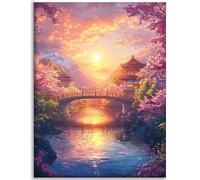 5D Diamond Painting Kit Completo, Arquitectura Diamond Painting Adultos, Pintar Por Numeros Adultos Bordado Punto de Cruz Manualidades Kit, DIY Dibujos Con Diamantes Regalo (Puente) 80x100cm C-Q710