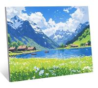 5D Diamond Painting Kit Completo, Diamond Painting Lago Pintura Diamante Kit Manualidades Adultos, DIY Punto de Cruz Cristal Pintura Montaña Cuadro Diamantes para Decoración de Hogar 120x80 cm H-4829
