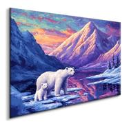 5D Diamond Painting Kit Completo, Diamond Painting Osos Polares Manualidades Adultos, Pintura Diamante Glaciar Diamante Artesanía Rhinestones Bordado Punto de Cruz Kit para Decoración Pared 90x120CM