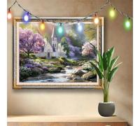 5D Diamond Painting Kit Completo,DIY Arroyos,Iglesias Pintura Diamante,Cuadro Diamantes Art Rhinestones Manualidades Kit para Adultos,Pintar con Diamantes para Decoración Hogar (80x60cm) 511N-7025