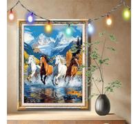 5D Diamond Painting Kit Completo,DIY Caballo al galope,Río Pintura Diamante,Cuadro Diamantes Art Rhinestones Manualidades Kit Adultos,Pintar con Diamantes para Decoración Hogar (100x133cm) 59N-2709