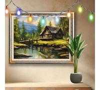 5D Diamond Painting Kit Completo,DIY Casa de Madera,Río Pintura Diamante,Cuadro Diamantes Art Rhinestones Manualidades Kit para Adultos,Pintar con Diamantes para Decoración Hogar 160x120cm 511N-5200