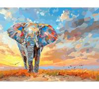 5D Diamond Painting Kit Completo Elefante, 5D Animal Diamond Painting Adultos, DIY Manualidades Adultos DIY Cristal Pintura de Diamante, para Decoración de Pared del Hogar, Oficinas 60x80 cm H-384