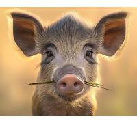 5D Diamond Painting Kit Completo para Adultos y Niños, DIY Pintura Diamante Rhinestone Bordado Punto de Cruz, Mosaico de Arte para Decoración del Hogar Pared, Full Drill El Cerdo Es Lindo 30x40cm L954