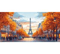 5D Diamond Painting Kit Completo París,Pintura Diamante TorreEiffel Diamond Art Manualidades Adultos Regalo Niños,DIY Punto de Cruz Bordado Cuadro Diamantes,Decoración de Hogar Regalos 40x90CM L-1336