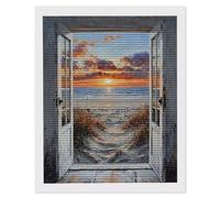 5D Diamond Painting Kit Completo, Pintura Diamante Vista al mar dunas, Diamond Painting Kits for Niños Beginners, Manualidades Adultos Pintura Para Decoración De Pared Del Hogar, Regalo 30x40cm l-281