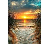 5D Diamond Painting Kit Completo,Playa al atardecer DIY Cuadros Diamantes 5d para Adultos,Pintura Diamante Artes Kit de Punto de Cruz Diamante para Decoración de la Pared del Hogar (30x40cm/12x16inch)