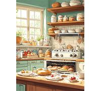 5D Diamond Painting Kit Completo tema de cocina Pintura Diamante Adultos Niños, Puzzle Punto de Cruz Cuadros de Diamantes, Accesorios de Manualidades DIY Para Regalos Decoración de Pared 40x50cm A-534