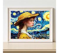 5D Diamond Painting Kit Completo Van Gogh Diamond Painting Adultos, Pintura Diamante Chica Pintura de Diamante, Manualidades Adultos Niños Cuadros de Diamantes para Decoración del Hogar 30x40cm M-120