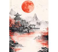 5D Diamond Painting Kit, DíA Rojo Del Paisaje DIY Redondo Diamante del Mosaico Bordado Arte, Aplicable Para Adultos y Niños, Casa Dormitorio Oficina Decoración Regalos Femeninos 70x140cm P7CL-155