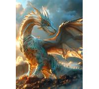 5D Diamond Painting Kit DragóN, Pintura Diamante Adultos Animal, Diamond Art Punto de Cruz Cristal, DIY Pintura Diamante Kit, Manualidades Adultos Completo, Decoración del Hogar, 60x85cm S-1311