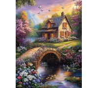 5D Diamond Painting Kit, Flores De Castillo Antiguo DIY Redondo Diamante del Mosaico Bordado Arte, Aplicable Para Adultos y Niños, Casa Dormitorio Oficina Decoración Regalos Femeninos 40x80cm P7CL-205