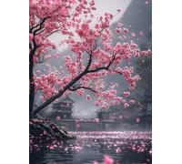 5D Diamond Painting Kit, Flores De MelocotóN De Estilo Antiguo DIY Redondo Diamante del Mosaico Bordado Arte, Para Adultos y Niños, Casa Dormitorio Decoración Regalos Femeninos 80x160cm P7CL-211